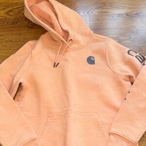 Carhartt women’s peach hoodie! one small spot in pictures